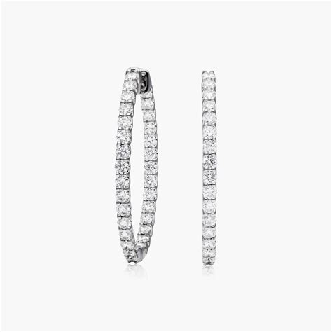 Inside Out 2 CTW Lab-Grown Diamond Hoop Earrings In 14K White Gold ...
