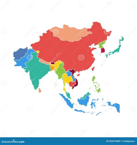 Asia Vector Map Southeast Country, Asian East Continent Icon Silhouette China Malaysia Japan ...