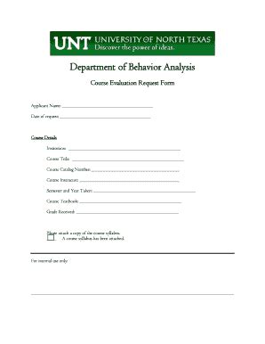Fillable Online pacs unt Transfer Course Evaluation Form Fax Email ...