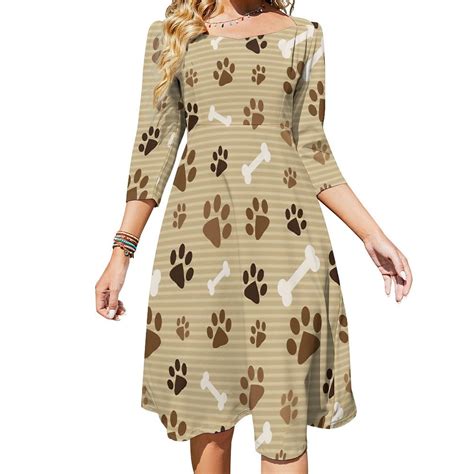 Brown Footprints And Bones Sweetheart Knot Flared Dress Fashion Design ...