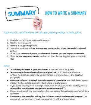 Image result for Summary Paragraph Examples