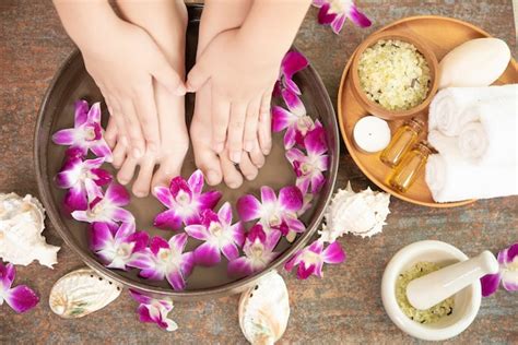 Spa treatment and product for female feet and hand spa. orchid flowers ...