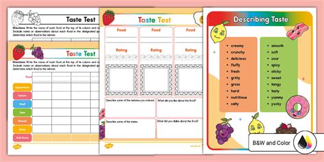 Image result for Taste Test Worksheet