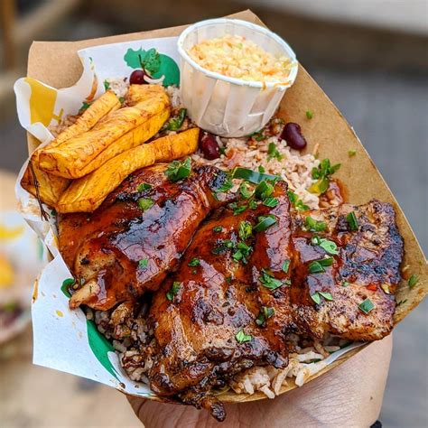 [I ate] Jerk Chicken, Plantain and Rice & Peas : r/food