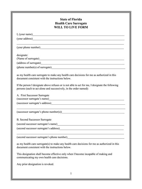 2008-2026 FL Will to Live Form - Blank Fillable Template | Fill Out ...