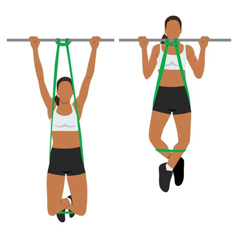 Woman doing pull ups using resistance band, resistance band assisted ...