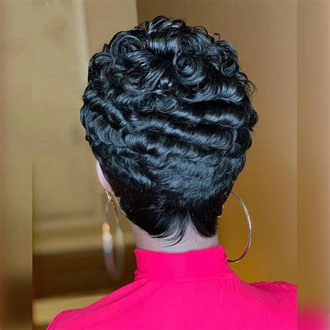 The Cut Life Short Curly Bob Pixie Cut Full Machine Made No Lace Human ...