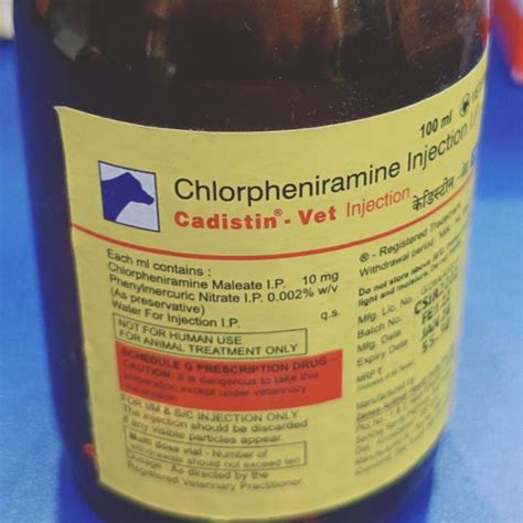 Buy CADISTIN -VET INJECTION 100 ML (CHLORPHENIRAMINE INJECTION I.P ...