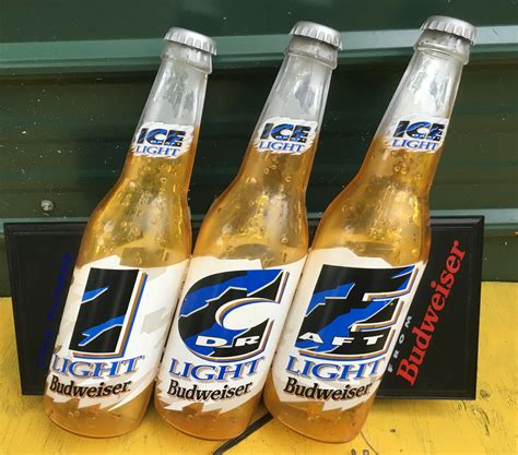 Budweiser Ice Light Beer Triple Bottles Light Sign wall display bar 3D ...