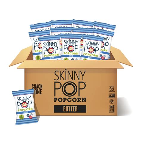 Amazon.com: SkinnyPop Butter Popcorn , 12ct, 1oz Individual Snack Size ...
