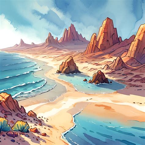 Coastal Desert Landscape - Free Download - AI Scribbles