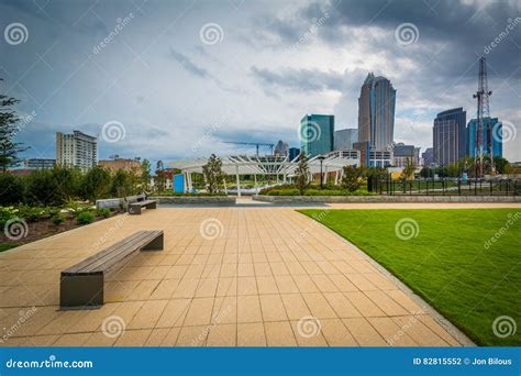 Bench at First Ward Park, in Uptown Charlotte, North Carolina ...