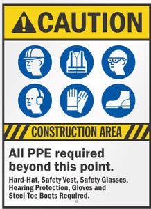 RLDigitalUnits CAUTION construction area all PPE required sign board ...