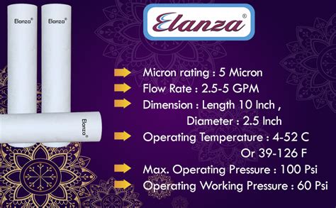 Elanza® 10'' PP Spun Filter Cartridge Replacement Candle Suitable for ...