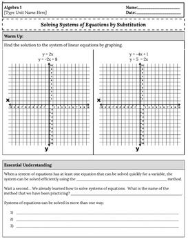Image result for Solving Systems by Substitution Notes
