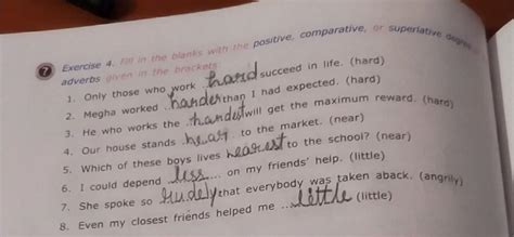 Exercise 4. Fill in the blanks with the positive, comparative, or ...