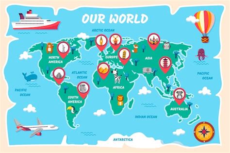 手描きの子供たちの地図イラスト | 無料ベクトル素材