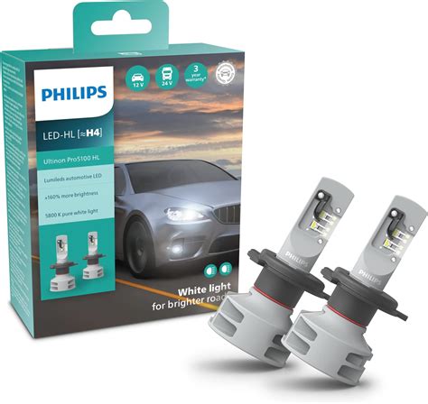 Philips Ultinon Pro5100 LED car headlight bulb (H4), +160%, 5.800K, set ...