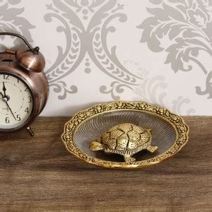 eCraftIndia Golden Tortoise Feng Shui Metal and Crystal Decorative ...