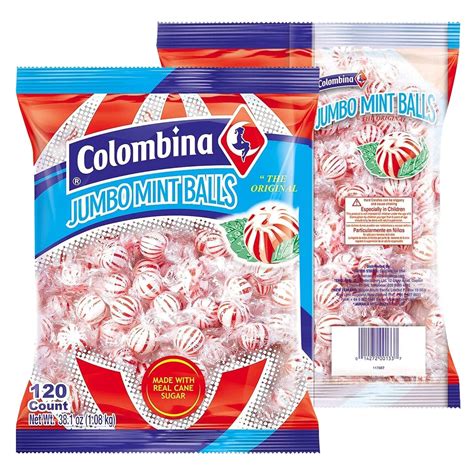 Buy Colombina Jumbo Mint Balls, Red & White Peppermint Hard Candy Balls ...