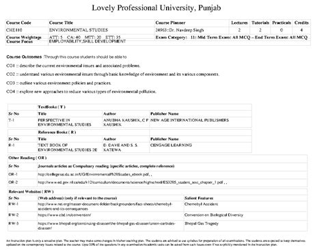 CHE110 Environmental Studies - Lovely Professional University, Punjab ...