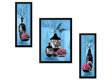 SAF paintings UV Textured ' Flower ' Print Framed Painting Set of 3 for ...