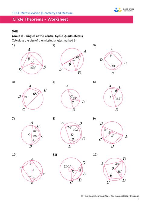 SOLUTION: Third space learning circle theorems gcse worksheet - Studypool