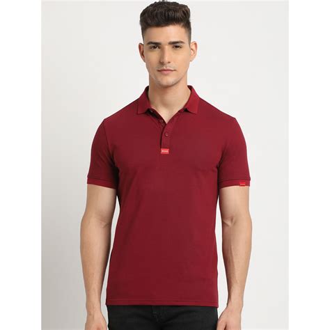 Buy THE BEAR HOUSE Men Maroon Solid Slim Fit Polo Collar T-Shirt Online