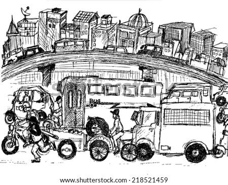 Busy City Drawing 的图像结果