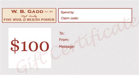 $100 Gift Voucher | WB Gadd