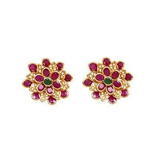 Joyalukkas Ratna Collections 22k (916) Yellow Gold and Emerald Stud ...