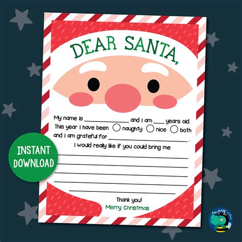 My Christmas Wish List For Santa Free Printable Christmas Wish List
