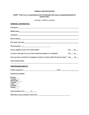 Sample Job Application Form - Fill and Sign Printable Template Online