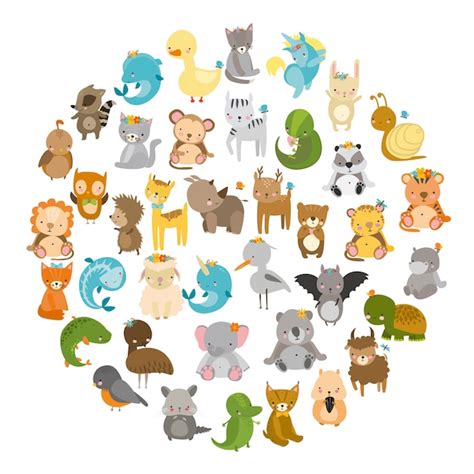 Animals, cute zoo | Free Vector