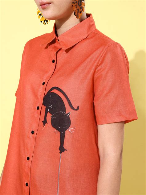 Women's Quirky Print Loose Shirt with Black Culottes – Stylestone