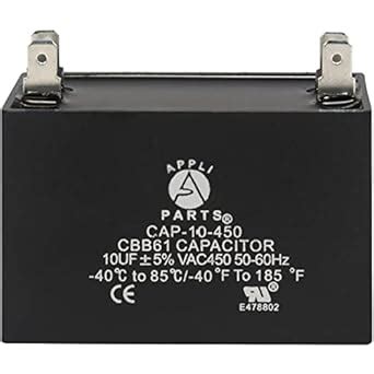 Appli Parts Fan Capacitor 10 mfd (microfarads) uf 450 VAC 4 Terminal ...
