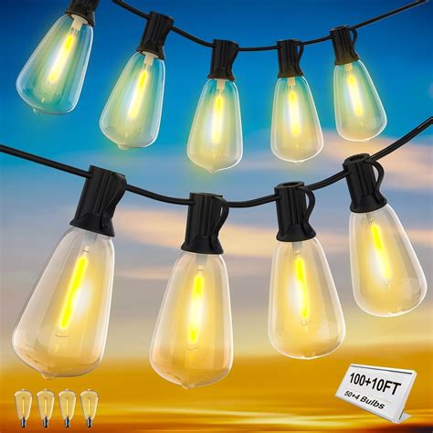 Oviviam 100FT LED Outdoor String Lights, Patio Deck Lights with 50+4 ...