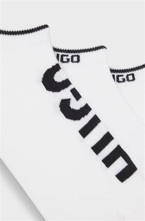 HUGO - Three-pack of ankle socks with logos - White