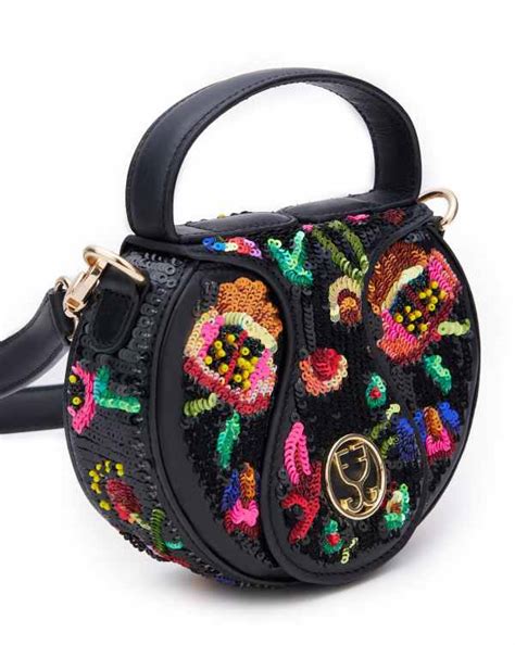 Buy Black Leather with Sequin Embroidery The Micro Bag – Fizzy Goblet