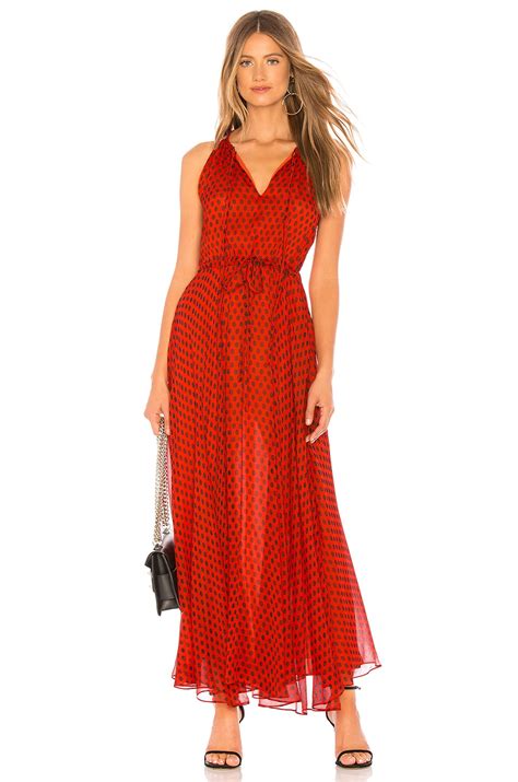 Diane von Furstenberg Tie Waist Maxi Dress in Baker Dot Small ...