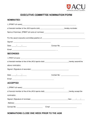 Executive Committee Nomination Form - Sports Community - Fill and Sign ...