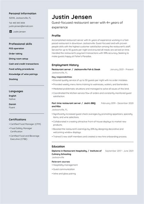 Fine Dining Server Job Description at Donald Altman blog