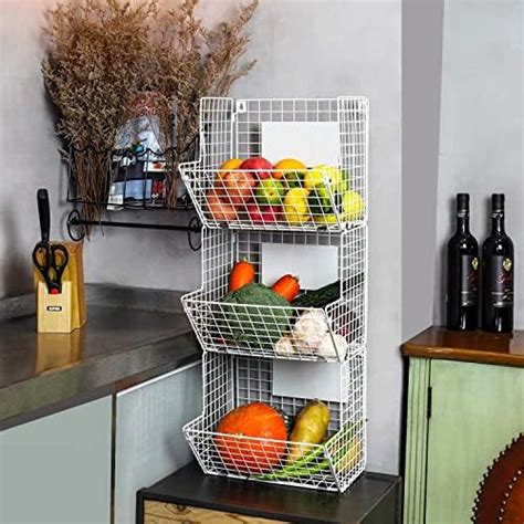 SHIOK DECOR® Wall Mounted Metal Wire Baskets for Kitchen Organization ...