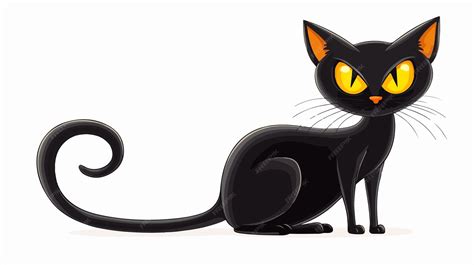 Spooky Halloween Black Cat Cartoon Illustration | Premium AI-generated ...