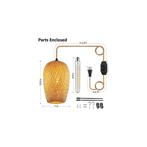 YIIZON Plug in Pendant Light Handwoven Bamboo | Ubuy India