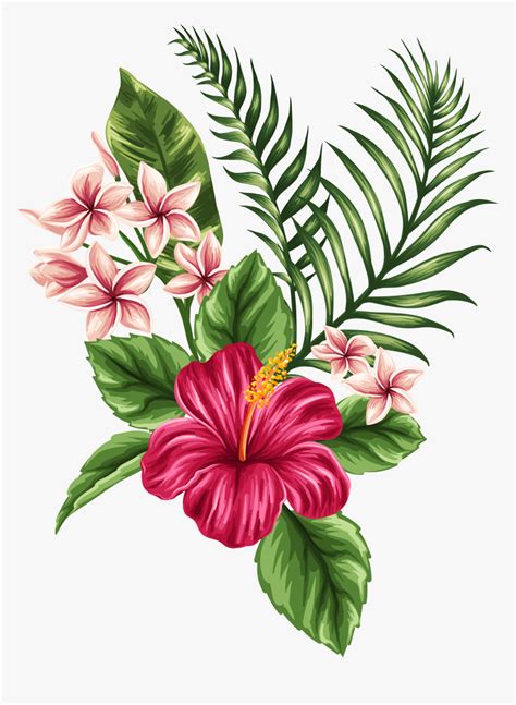 Svg Transparent Tropical Watercolor Flowers Leaves - Hibiscus Hawaiian ...