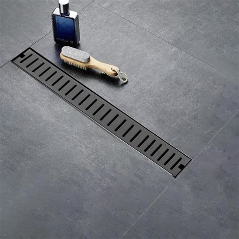 Ruhe® Vertical 48 × 3 Inches Floor Drainer | 304 Stainless Steel Black ...