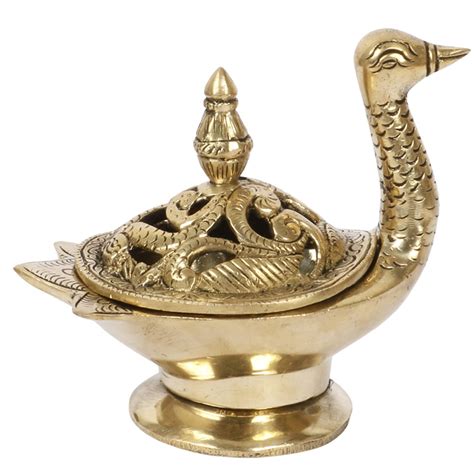 Artvarko™ Brass Duck Swan Bird Shape Incense Loban Holder Dhuna Charkol ...