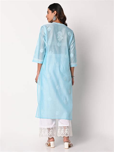 Blue Chikankari Kurti with Palazzo – anokherang