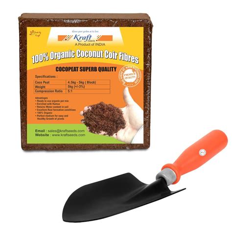 Kraft Seeds by 10club Pushp Cocopeat Brick 5 Kg Block for Gardening ...